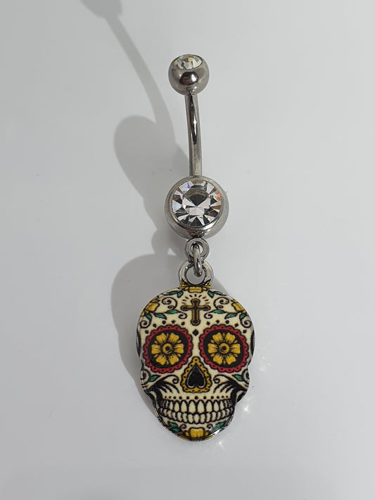 Sugar Skull Jewelled Navel Stud