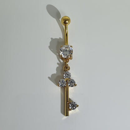 Flower Key Jewelled Navel Stud