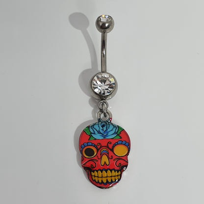 Sugar Skull Jewelled Navel Stud