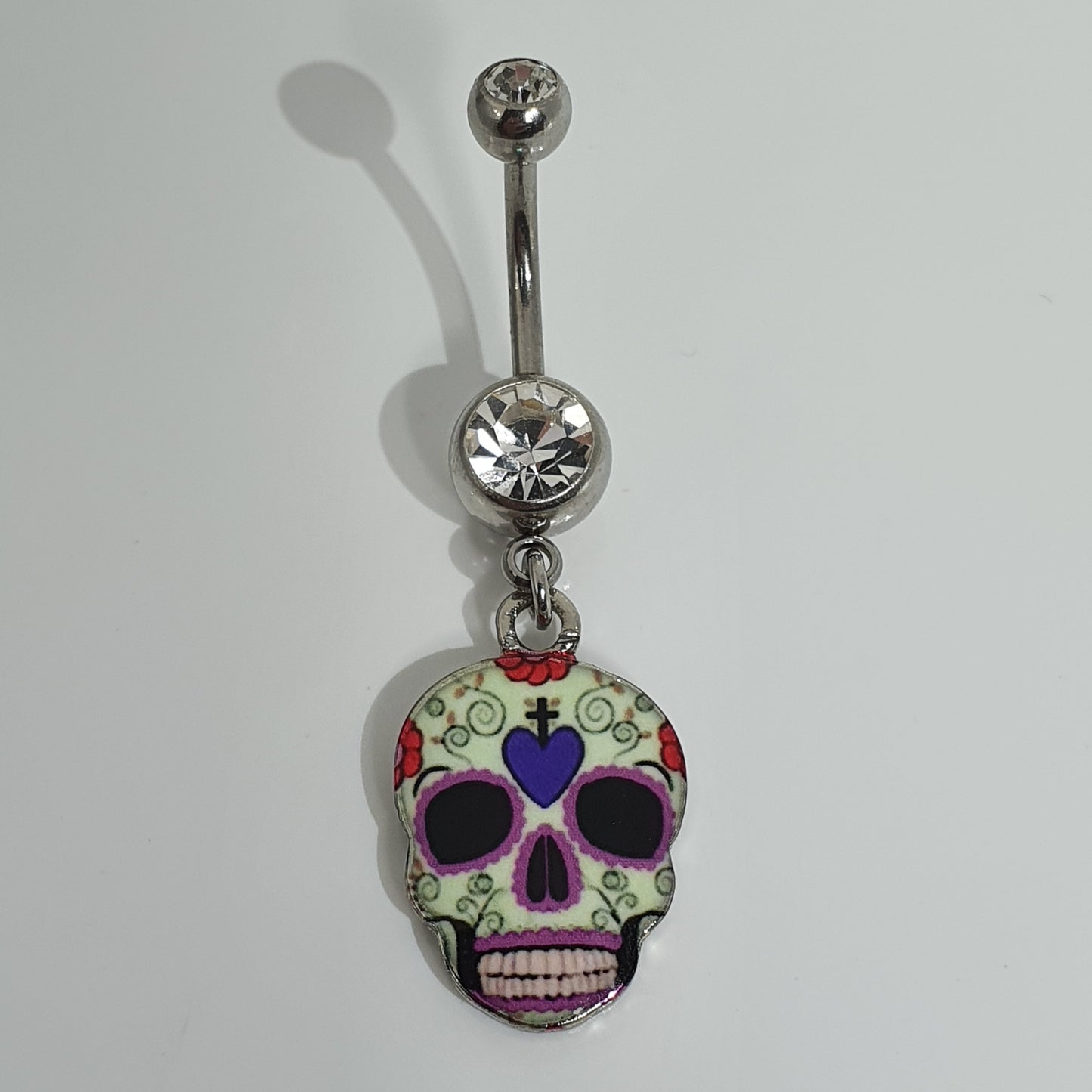 Sugar Skull Jewelled Navel Stud