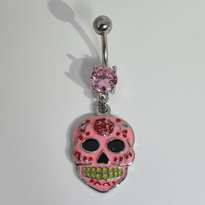 Sugar Skull Jewelled Navel Stud