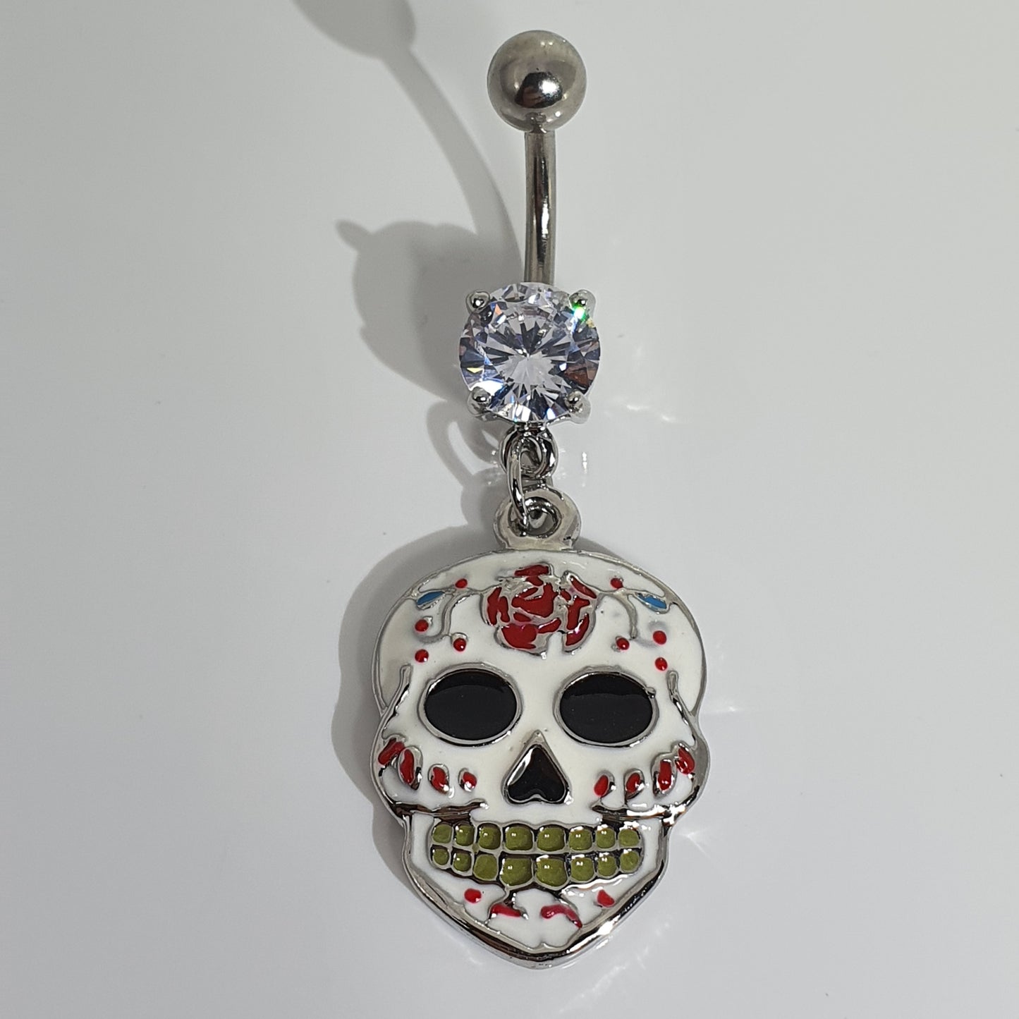 Sugar Skull Jewelled Navel Stud