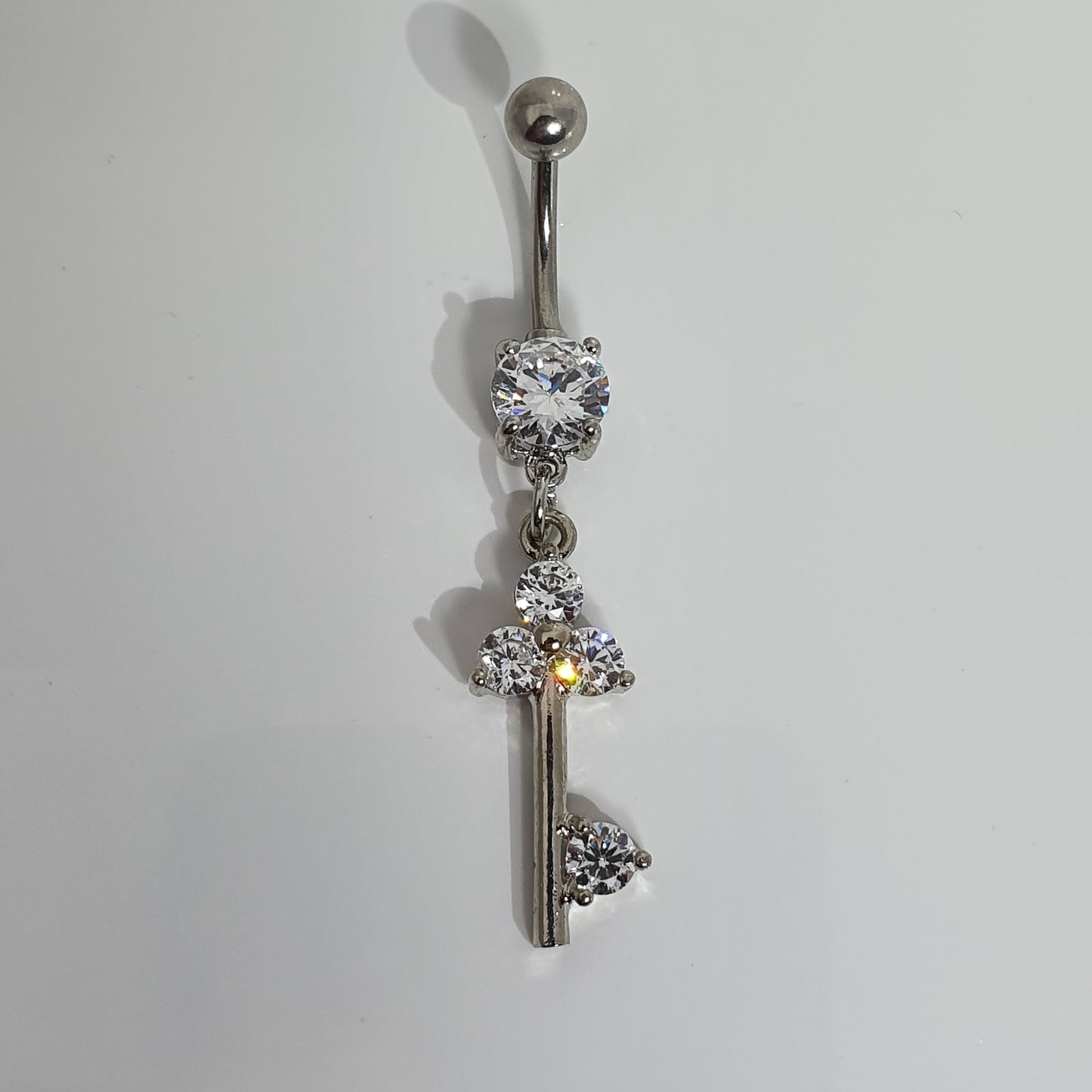 Flower Key Jewelled Navel Stud