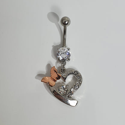 Butterfly Heart Navel Bar