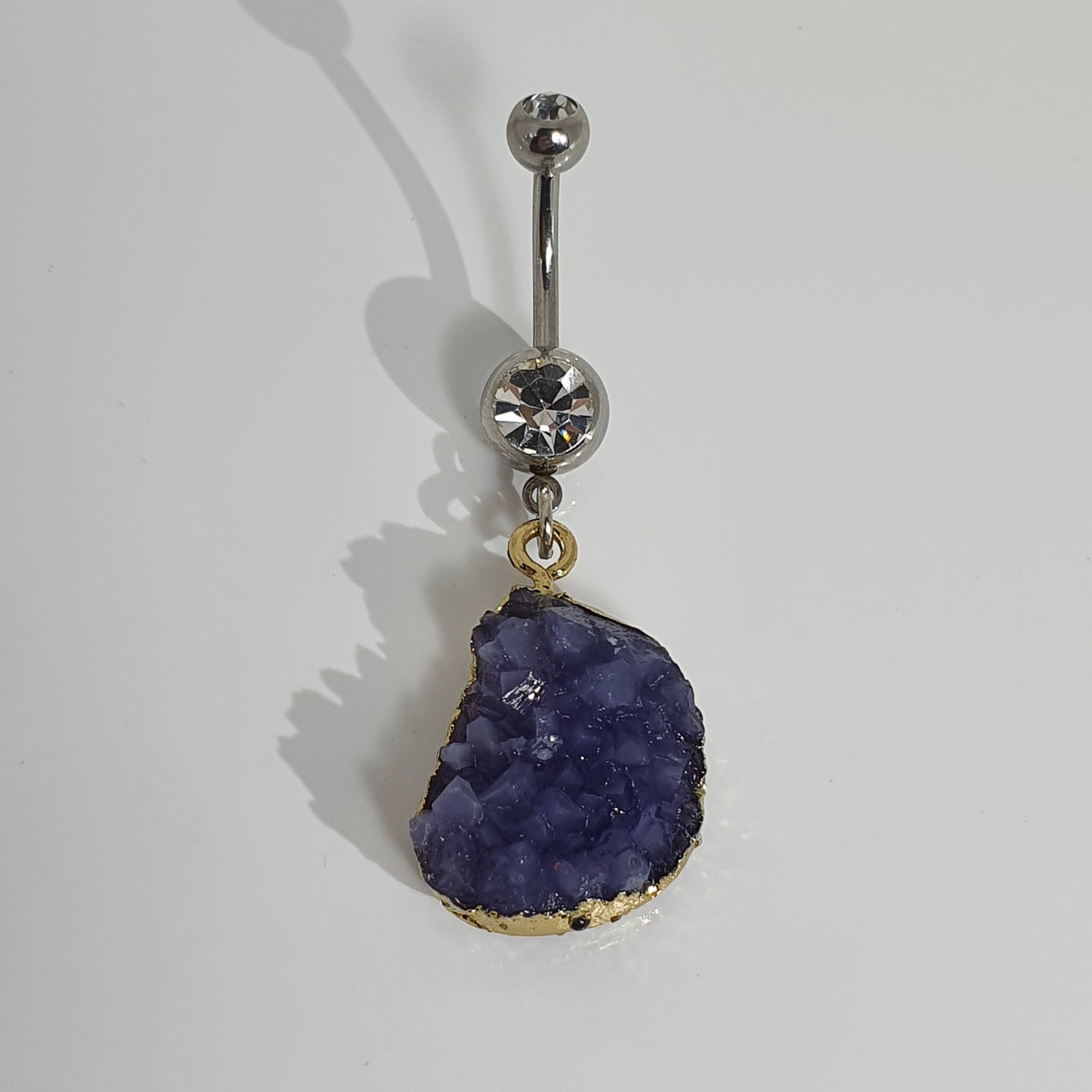 Raw Amethyst Jewelled Navel Stud