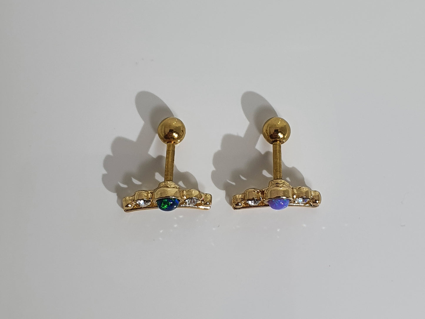 Gold PVD Crown Style Opal Helix Bar