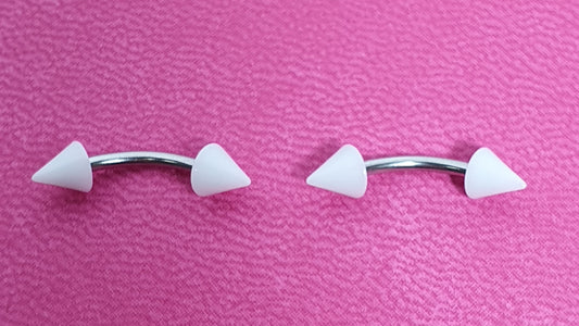 Curved Barbell with White Spikes