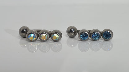 Triple Jewelled Eyebrow Bar - vertical