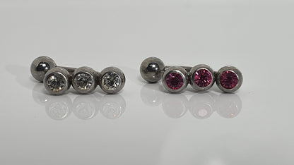 Triple Jewelled Eyebrow Bar - vertical