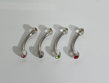 Jewelled Clear Acrylic Balls Curved Barbell