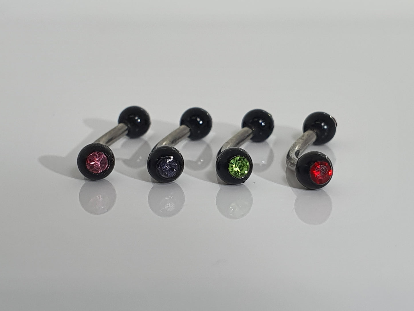 Jewelled Black Acrylic Balls Curved Barbell 1.2mm(16g)