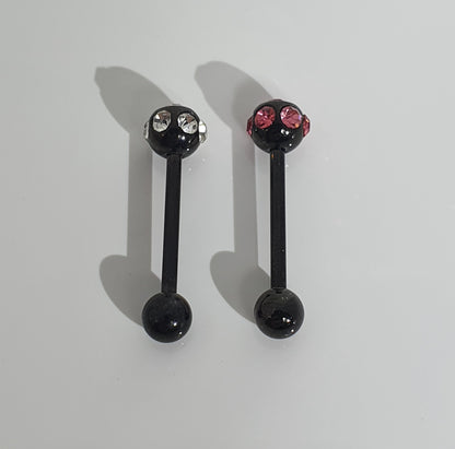 Black PVD Jewelled Tongue Barbell