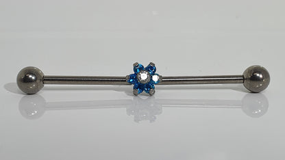 Titanium Crystal Flower Industrial Barbell