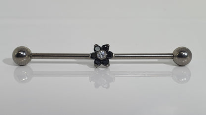 Titanium Crystal Flower Industrial Barbell