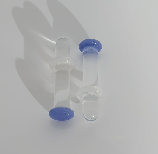 Clear with blue end Glass Labret Plug