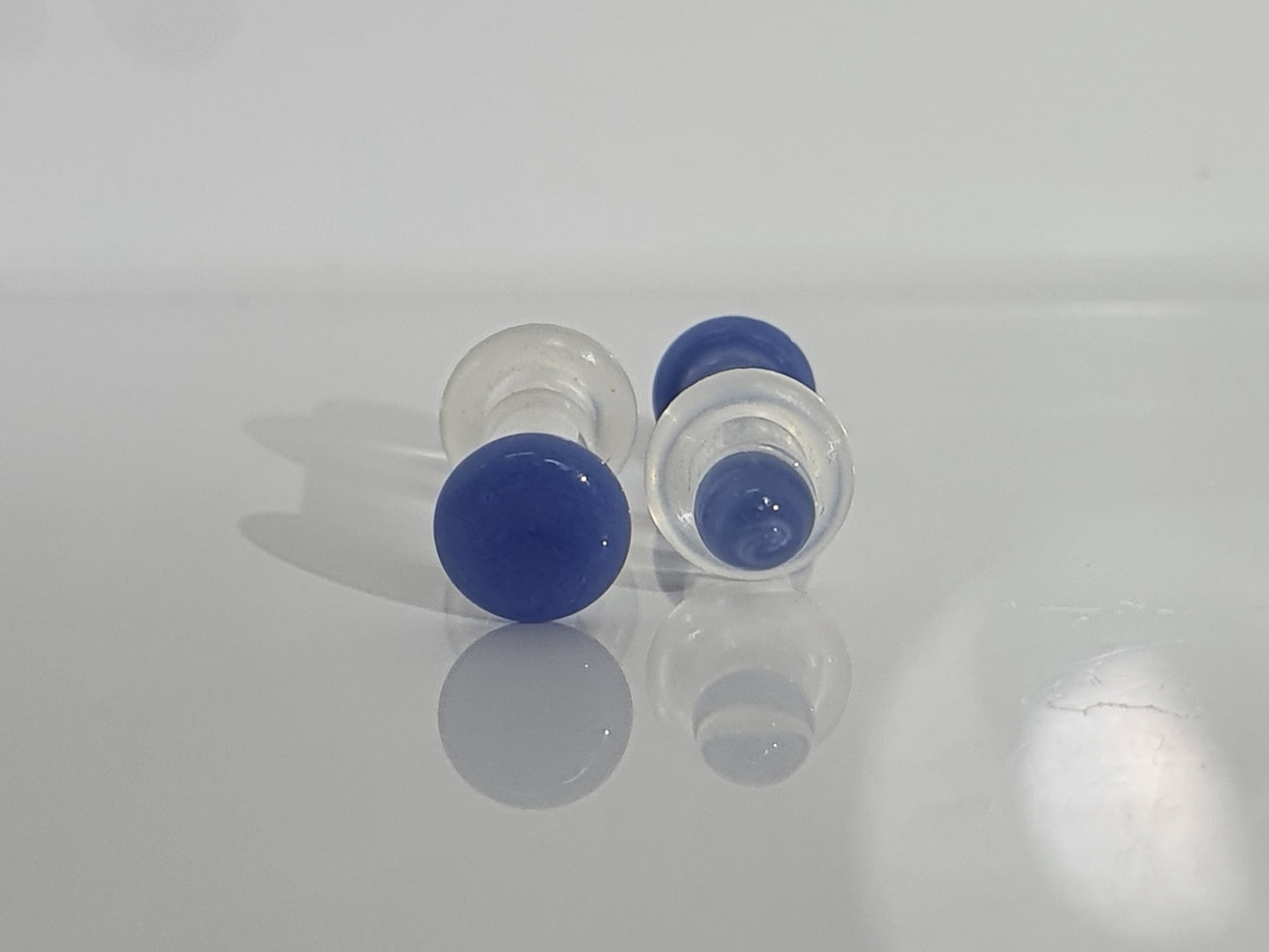 Clear with blue end Glass Labret Plug