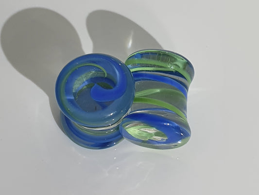 Green and Blue Swirl Glass Plug