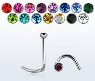 Stainless Steel Nose screw with Assorted colour gems