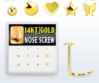 Gold Plated Nose Screw Assorted tops