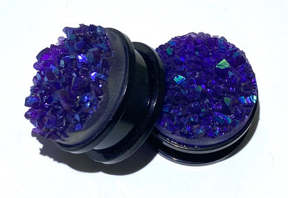 Gloss Black PVD with Purple Iridescent Crystal Inlay (Threaded)
