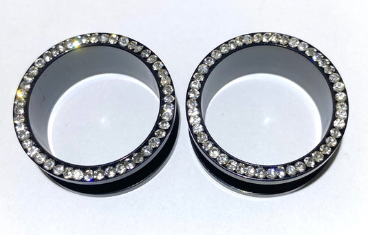 Gloss Black PVD Tunnel with Diamante Inlay (Threaded)