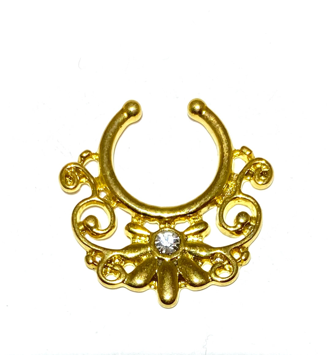 Flower Lace Fake Septum Ring with Diamante Centre