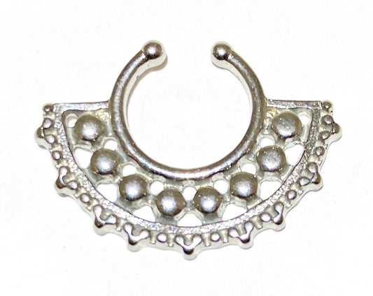 Aztec Half Flower Fake Septum Ring Silver and Gold