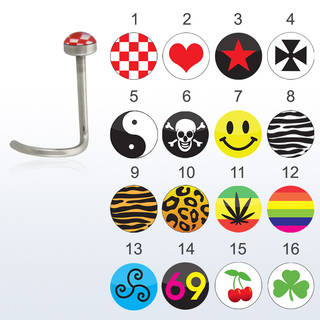 Surgical Steel Nose screw with Cute Picture tops