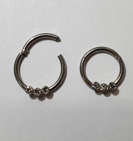 Triple Jewelled Hinged Segment Rings 1.2mm(16g)