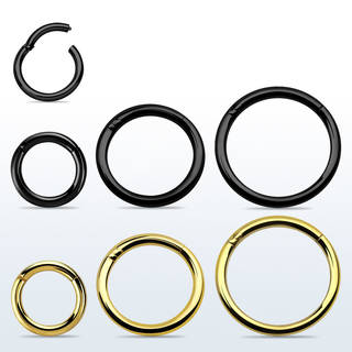 Hinged Segment Rings - 2mm(12g) & 2.4mm(10g) Steel, Black & Gold