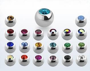 Titanium Threaded Jewelled Ball 1.6mm(14g)