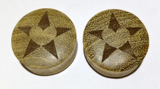 Organic Wooden Star/Heart Design Plug