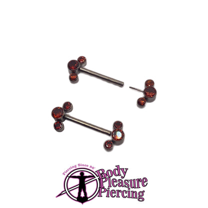 Threadless Tri-jewel Nipple Bar