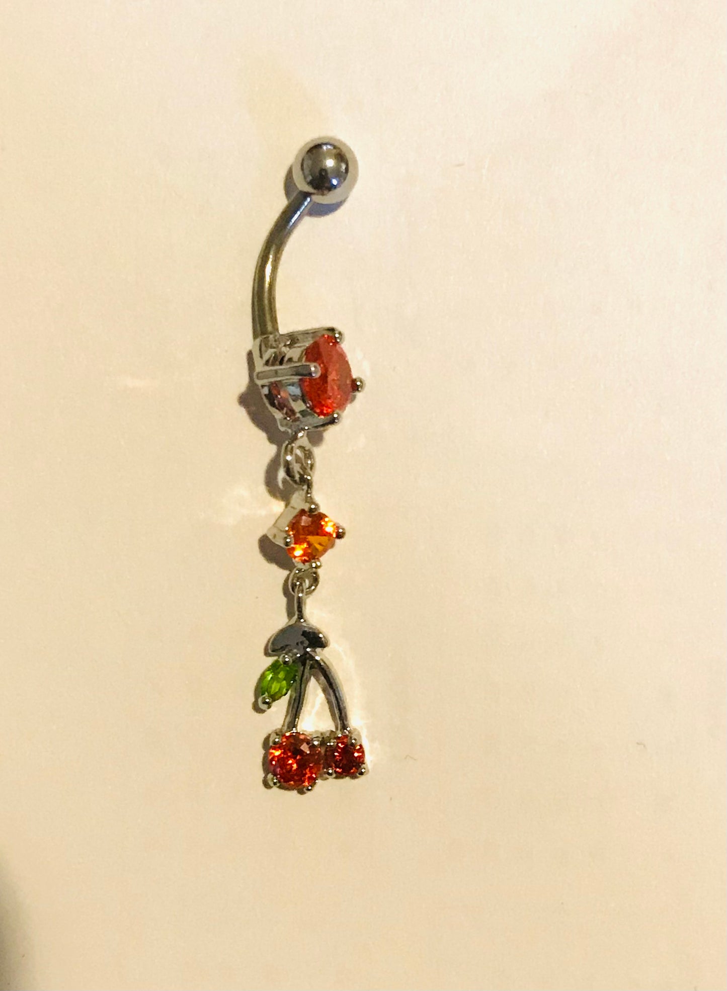 Jewelled Cherry Navel Bar 1.6mm(14g)