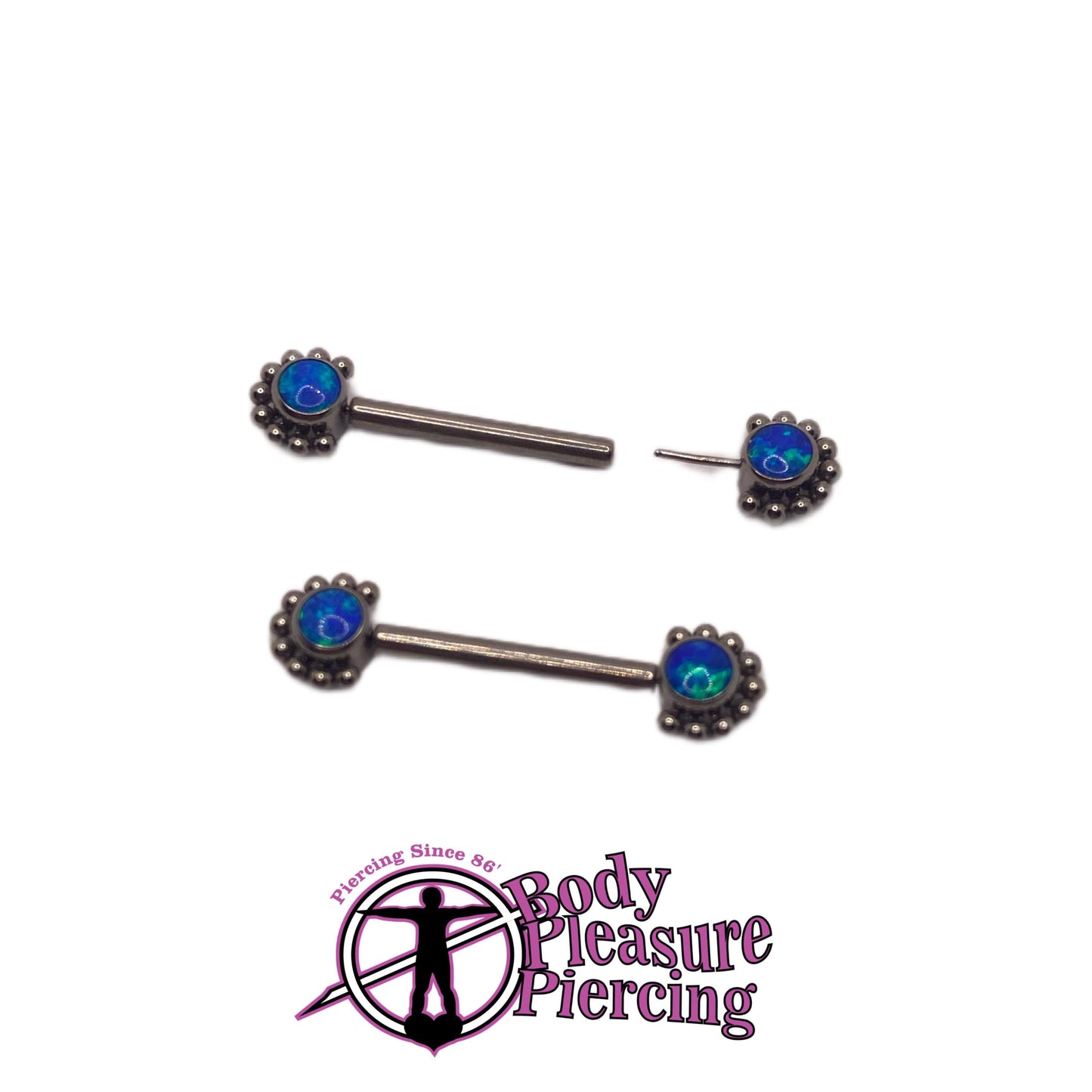 Threadless Opal Ball Bearing Nipple Bar