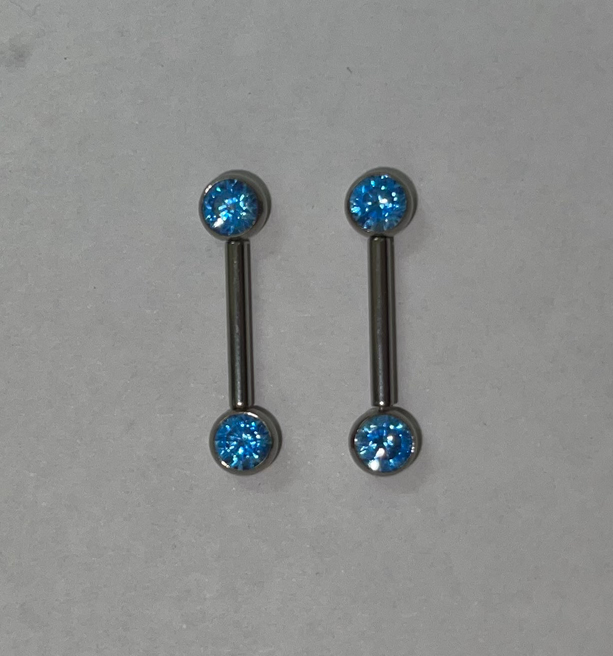 Titanium Threadless Blue Nipple Barbells