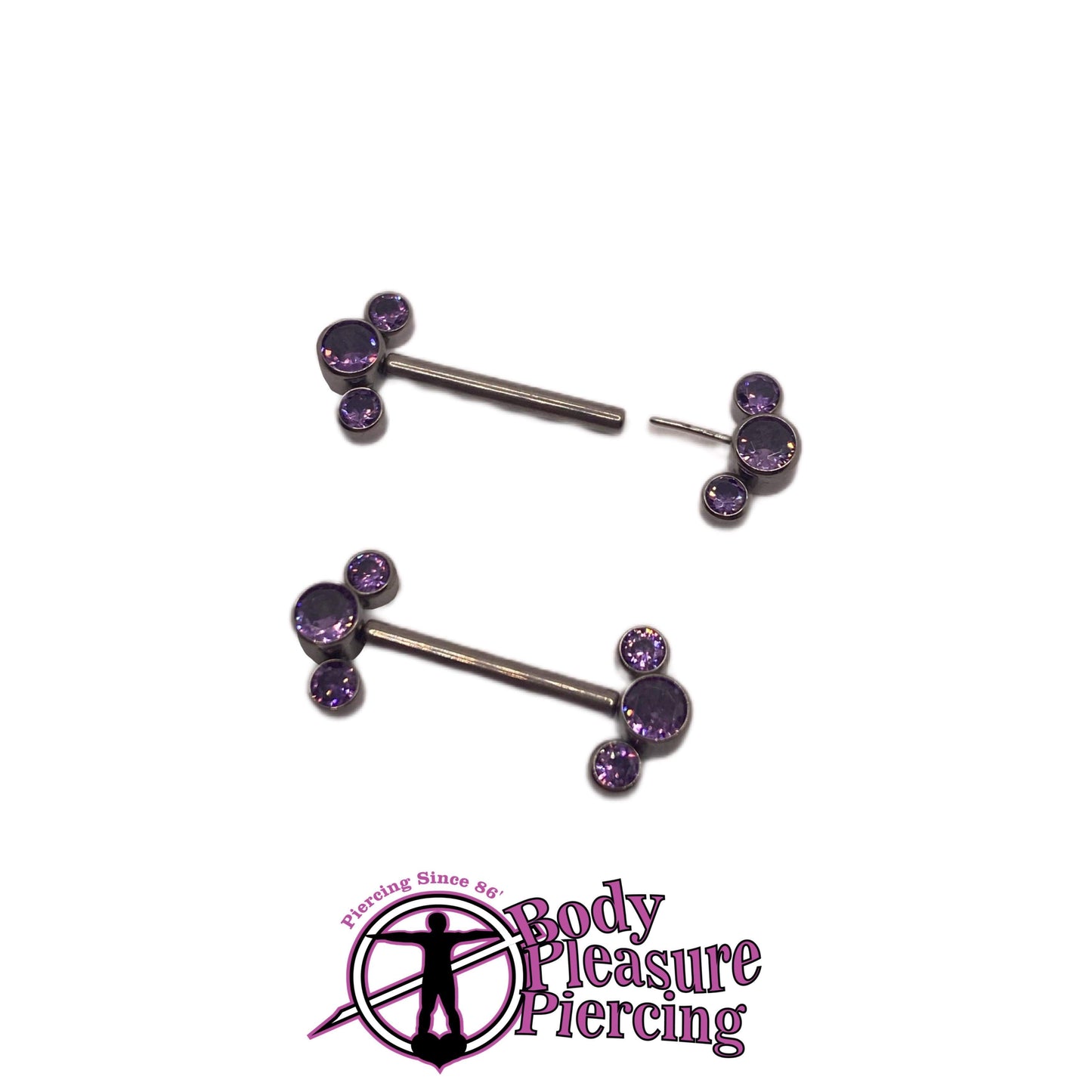 Threadless Tri-jewel Nipple Bar