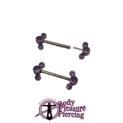 Threadless Tri-jewel Nipple Bar