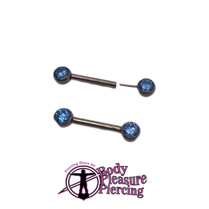 Titanium Threadless Blue Nipple Barbells