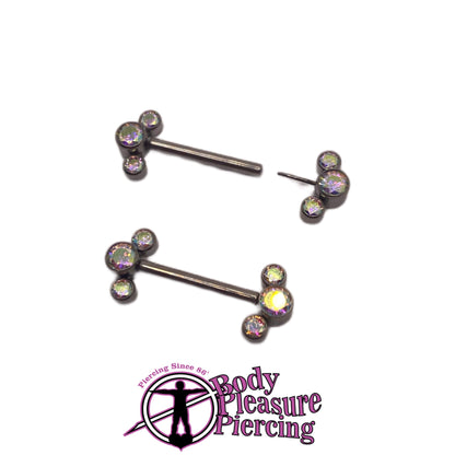 Threadless Tri-jewel Nipple Bar