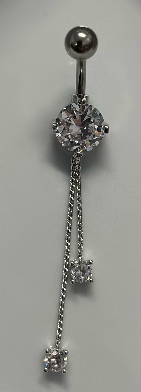 Crystal 2 Chain Navel Bar