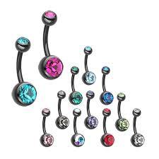 Titanium Jewelled Navel Stud 1.6(14g) x 10mm