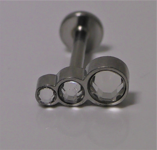 Triple Crystal Drop Titanium Labret 1.2mm(16g)